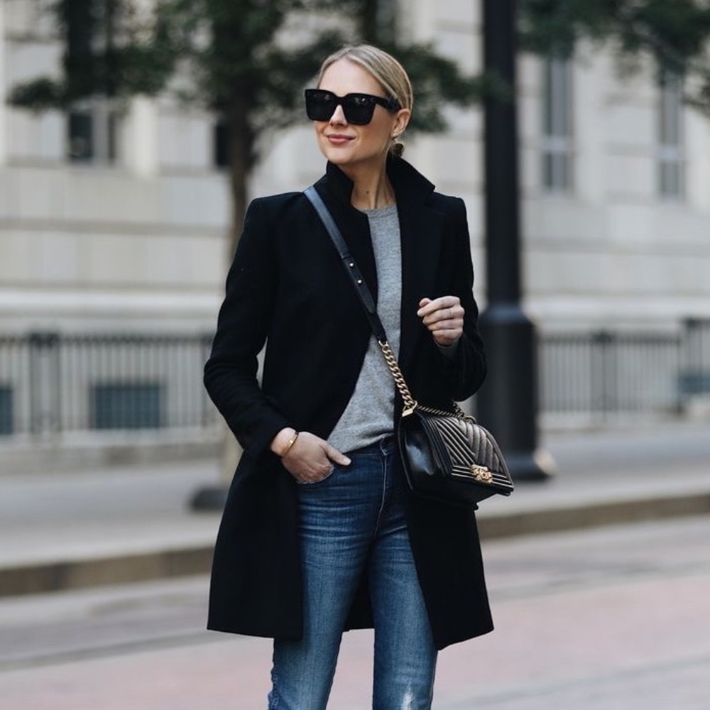 J. Crew Double Cloth Carlin Black Wool Coat